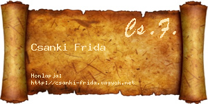 Csanki Frida névjegykártya